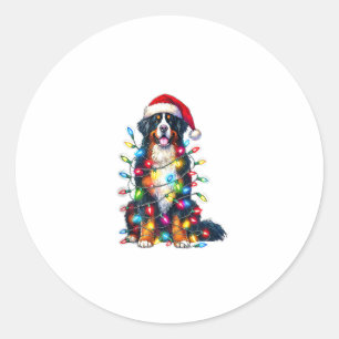 Sticker Rond Chien de montagne bernois x lumières de Noël