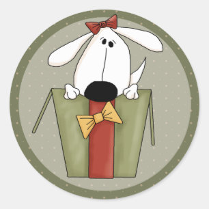 Sticker Rond Chien de Noël