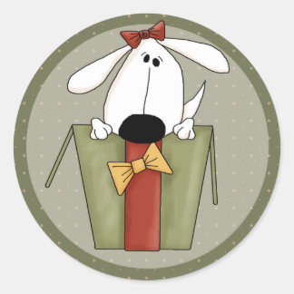 Sticker Rond Chien de Noël