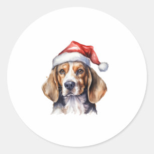 Sticker Rond Chien de Noël beagle
