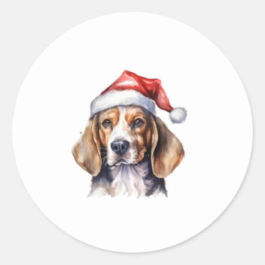 Sticker Rond Chien de Noël beagle (Devant)