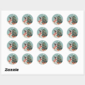 Sticker Rond Chien de Noël Boston Terrier (Feuille)