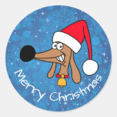 Sticker Rond Chien de Noël Festif (Devant)