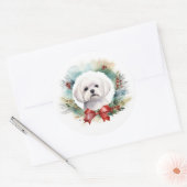 Sticker Rond Chien de Noël festif de Malte (Enveloppe)