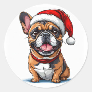 Sticker Rond Chien de Noël mignon