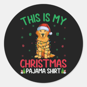 Sticker Rond Chien de Père Noël Golden Retriever Chien Christma