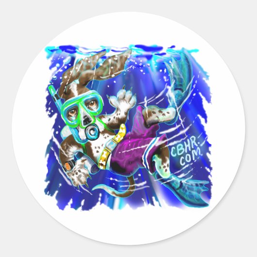 Sticker Rond Chien de plongeur (Devant)