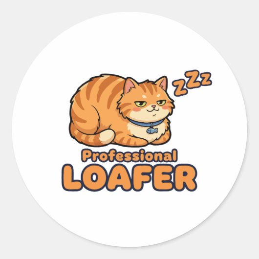 Sticker Rond Chien de professionnel drôle chat endormi (Devant)