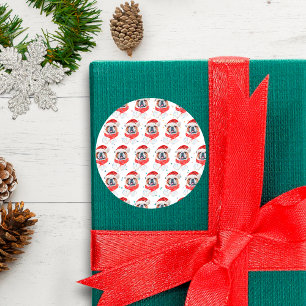 Sticker Rond Chien de race anglaise Bulldog Noël