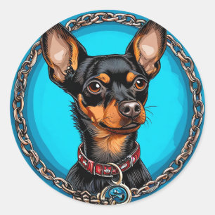 Sticker Rond Chien de race Cool