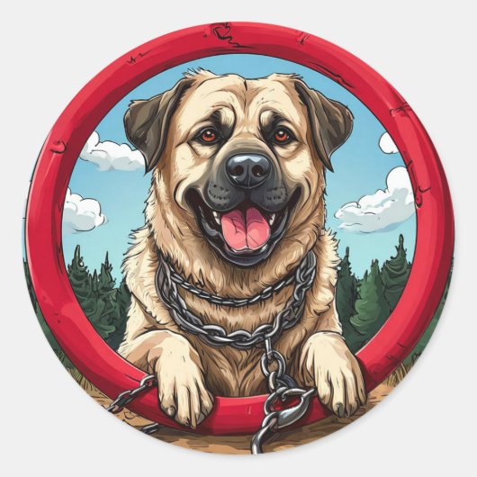 Sticker Rond Chien de race Cool (Devant)