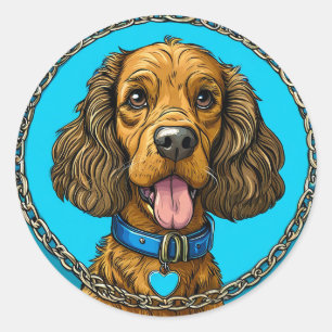 Sticker Rond Chien de race Cool