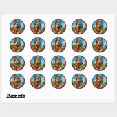 Sticker Rond Chien de race Cool (Feuille)