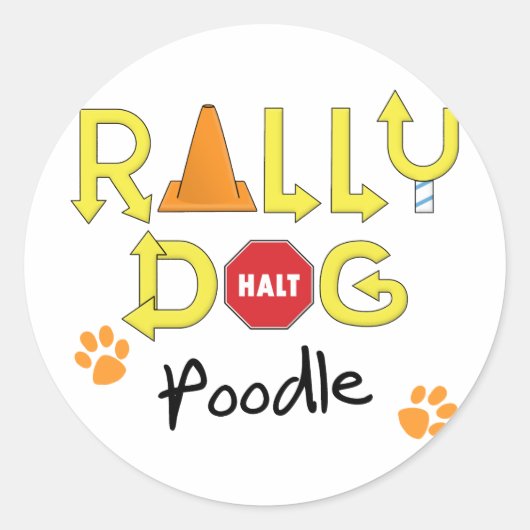 Sticker Rond Chien de rallye de caniche (Devant)