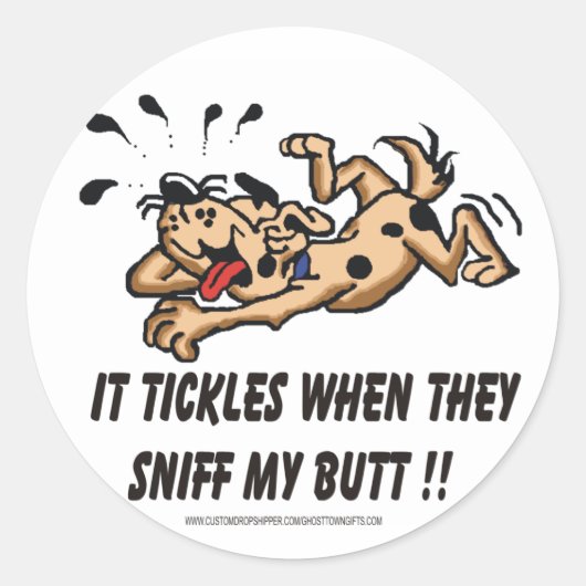 Sticker Rond Chien de rire 1 (Devant)