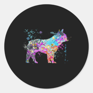 Sticker Rond Chien de taureau français