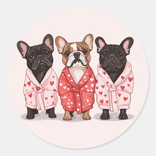 Sticker Rond Chien de taureau français Valentines (Devant)