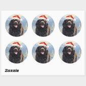 Sticker Rond Chien de Terre-Neuve (Feuille)