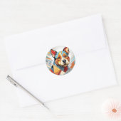Sticker Rond Chien de Terrier cubiste (Enveloppe)