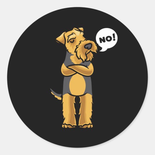 Sticker Rond Chien de Terrier gallois têtu (Devant)