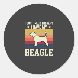 Sticker Rond Chien de thérapie rétro Beagle vintage