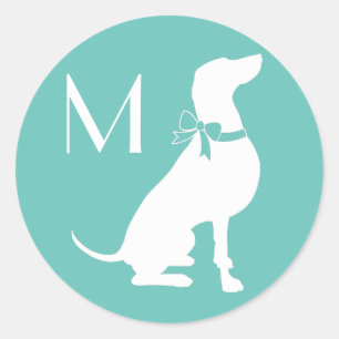 Sticker Rond Chien de Weimaraner Chien Puppy