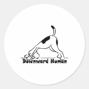 Sticker Rond Chien de yoga adorable humain vers le bas Yoga Dél