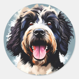 Sticker Rond Chien d'eau portugais