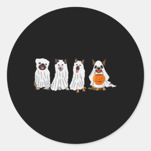 Sticker Rond Chien d'Halloween avec citrouille Chien d'Hallowee