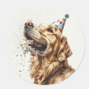 Sticker Rond Chien d'or de l'épreuve d'anniversaire