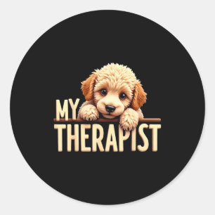 Sticker Rond Chien Drôle Mon Thérast Odle Chien 