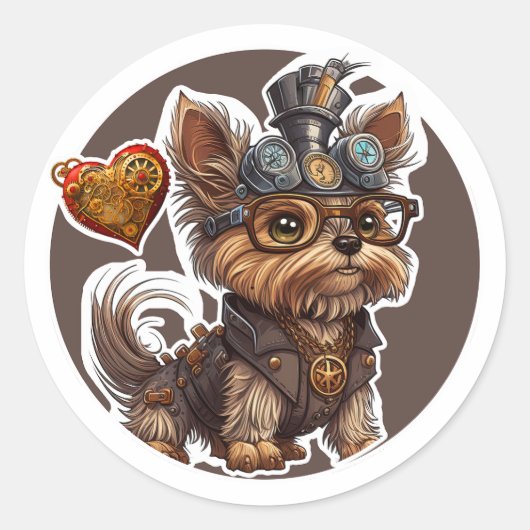 Sticker Rond Chien du Yorkshire Terrier (Devant)