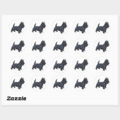 Sticker Rond Chien écossais fougueux (Feuille)