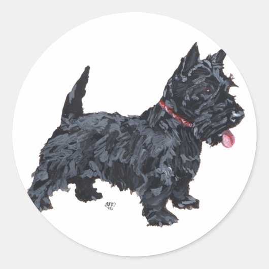 Sticker Rond Chien écossais fougueux (Devant)
