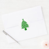 Sticker Rond Chien Empreinte de patte Green Christmas Tree (Enveloppe)