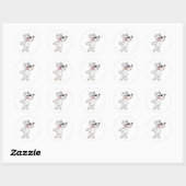 Sticker Rond Chien en chantant avec microphone (Feuille)