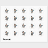 Sticker Rond Chien en chef avec Plateau et os (Feuille)