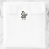Sticker Rond Chien en chef avec Plateau et os (Sac)