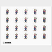 Sticker Rond Chien en fermier avec Rake & Casquette (Feuille)