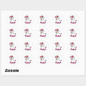Sticker Rond Chien en marié avec robe Mariage & Fleurs (Feuille)