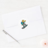 Sticker Rond Chien en Snowboardeur avec Snowboard & Backpack (Enveloppe)
