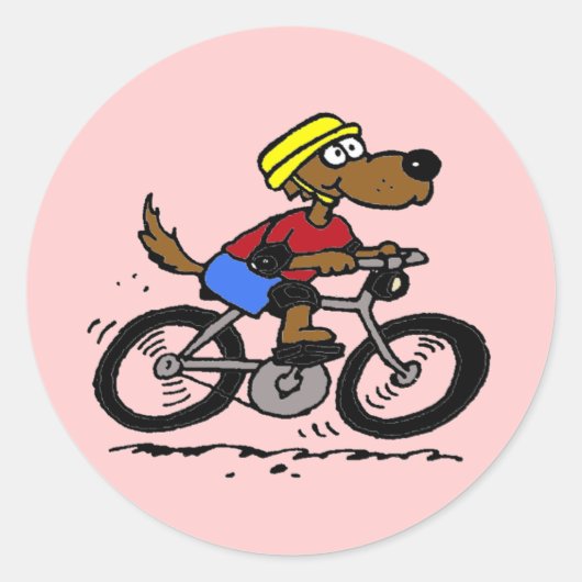 Sticker Rond Chien En Vélo ! (Devant)