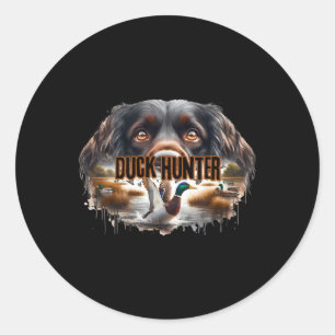 Sticker Rond Chien Espagnol Boykin Avec Canards Majards Chasse 