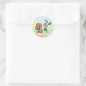 Sticker Rond Chien et fleur (Sac)
