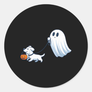 Sticker Rond Chien fantôme qui marche Chien fantôme Halloween M