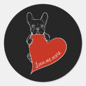 Sticker Rond Chien français mignon avec un coeur rouge (Devant)
