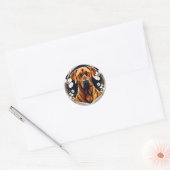 Sticker Rond Chien gracieux Rhodesian Ridgeback avec Floral (Enveloppe)
