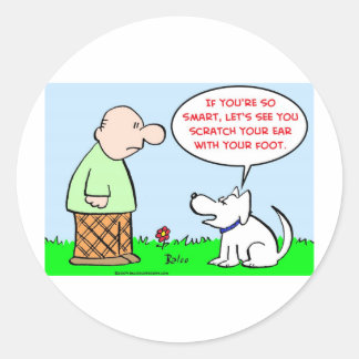 Sticker Rond chien gratter l'oreille pied intelligent