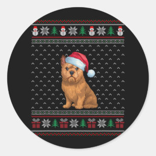 Sticker Rond Chien Griffon de Bruxelles portant le chapeau de S