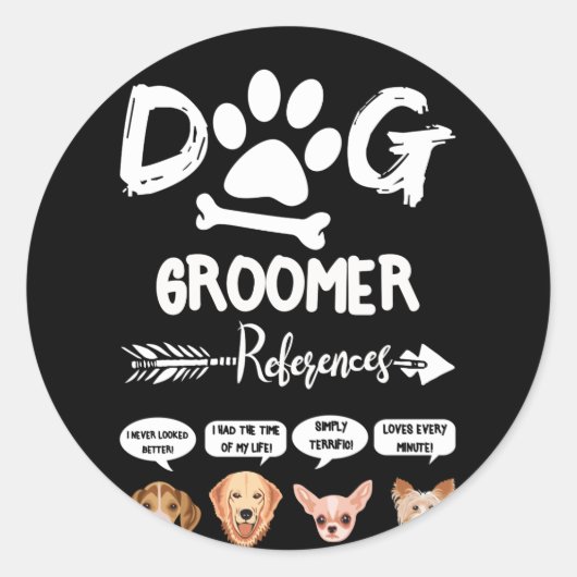 Sticker Rond Chien Groomer Références Cadeau Grooming Chien Sal (Devant)